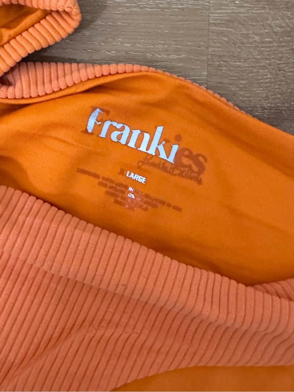 Frankie’s Orange Ribbed Knot Front Bikini Top & Bottom Set - Women Swim